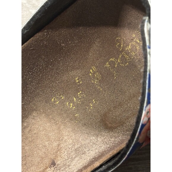 Birkenstock Papillio Sz 7 Blue Floral Slip On Hippie Two Strap Sandals - Picture 4 of 4